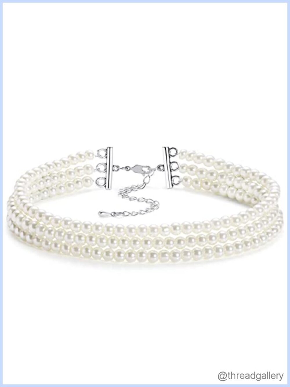 Faux Pearl Multi Strand Choker Necklace 1920s Gatsby Style